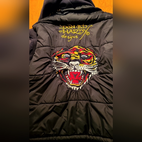Ed Hardy KILLER black tattoo hoodie/jacket covered in embroidery juvenile szM - Picture 3 of 15